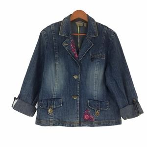 Ruff Hewn XL Embroidered Stretch Denim Jean Jacket